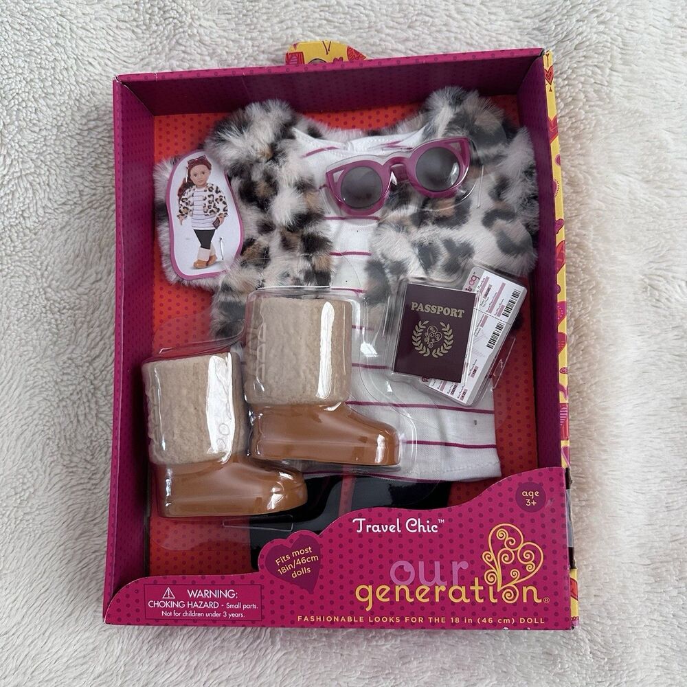 New Our Generation Travel Chic Outfit Set for 18" Dolls Boots Sunglasses